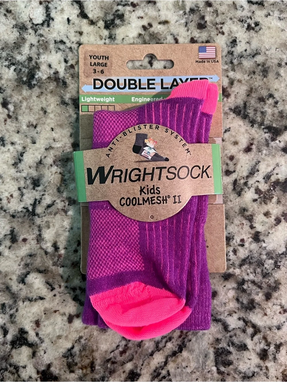 Kids Coolmesh Hiking Crew Socks - Pink/Purple REI sz 3-6